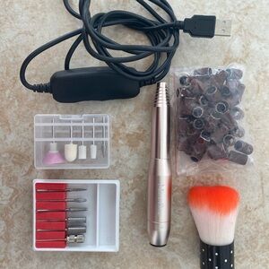 Metallic Pink Nail Drill Set with Accessories